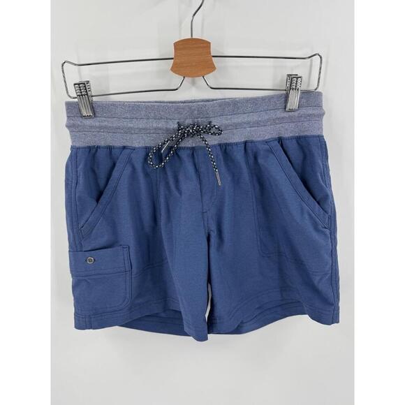 Pants - Columbia Blue Elastic Waistband Drawstring Side Pockets Cargo Shorts Medium